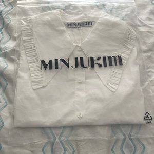 Minju Kim size 36 (S) white big ruffle collar blouse